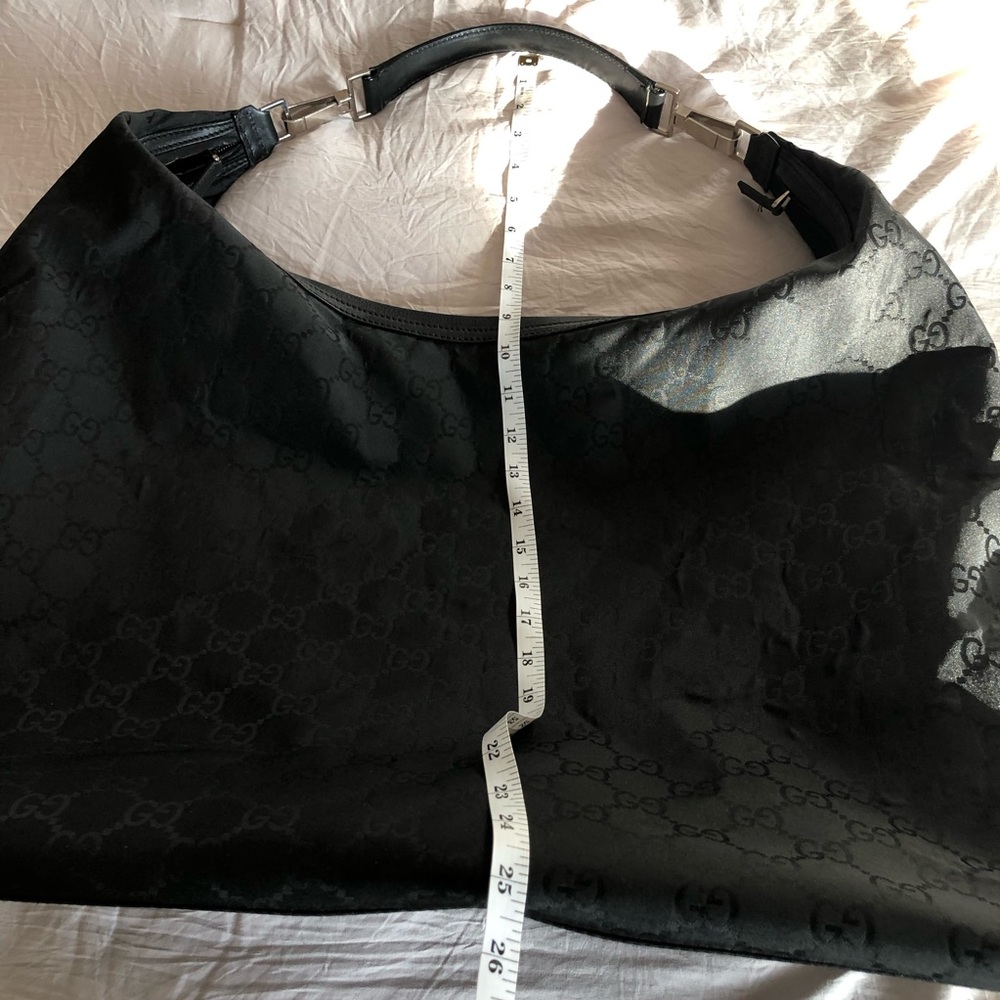 Rare Gucci Black GG Nylon & leather Extra Large Hobo Carry All weekend bag - Picture 13 of 13